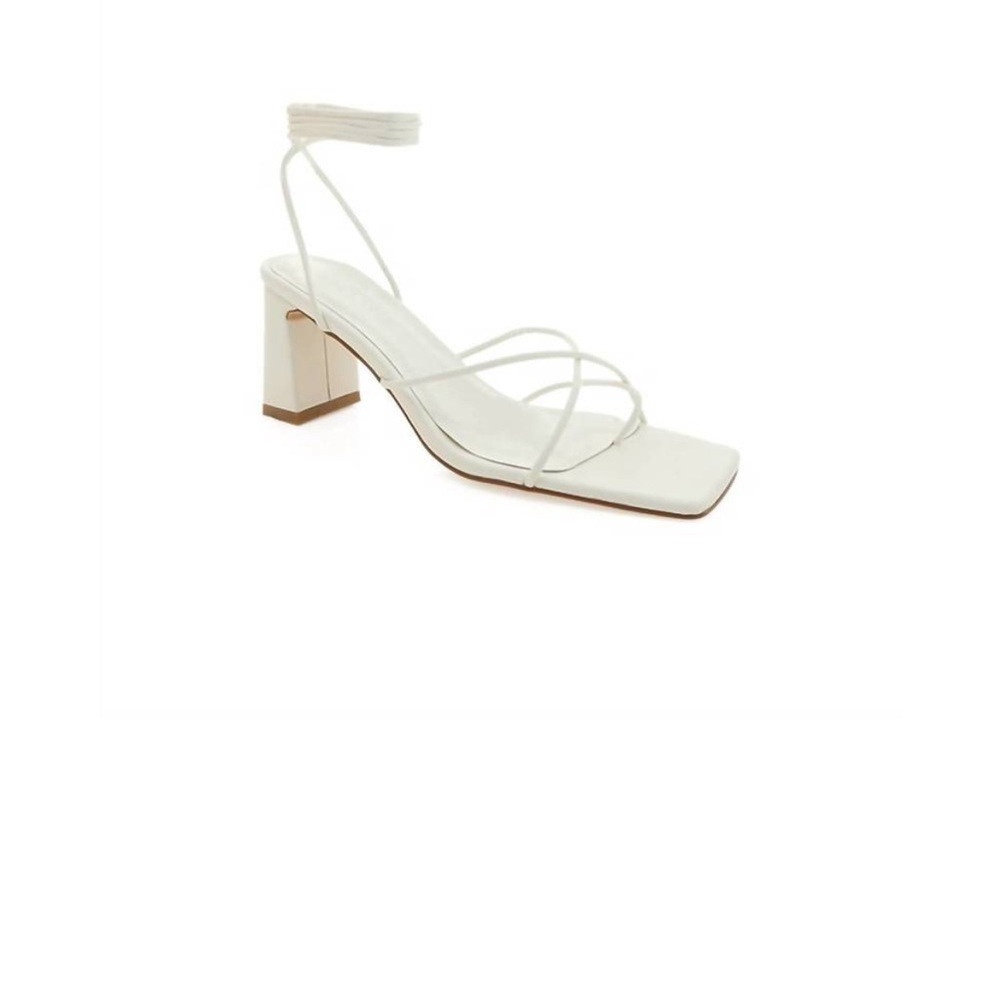 Billini Issa White Strappy Block Heel Sandal